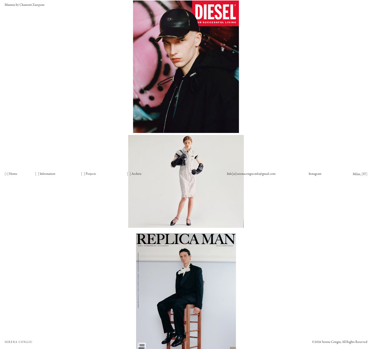 Serena Congiu — full homepage design, a fashion website