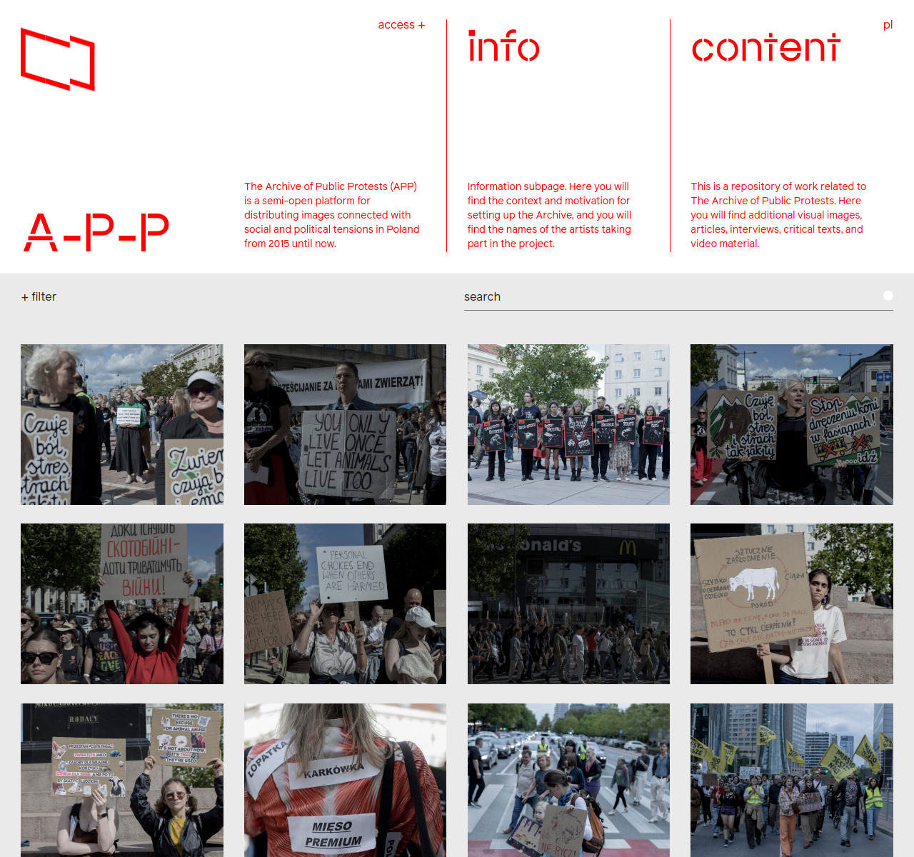 Archive of Public Protests homepage design — News