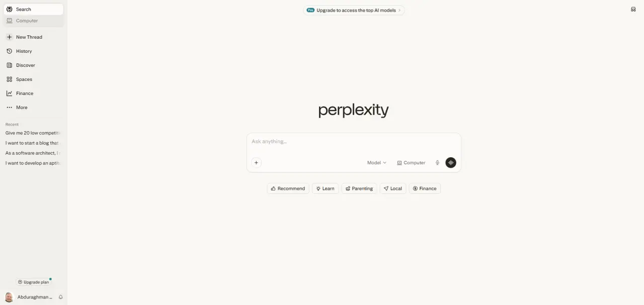 Perplexity screenshot