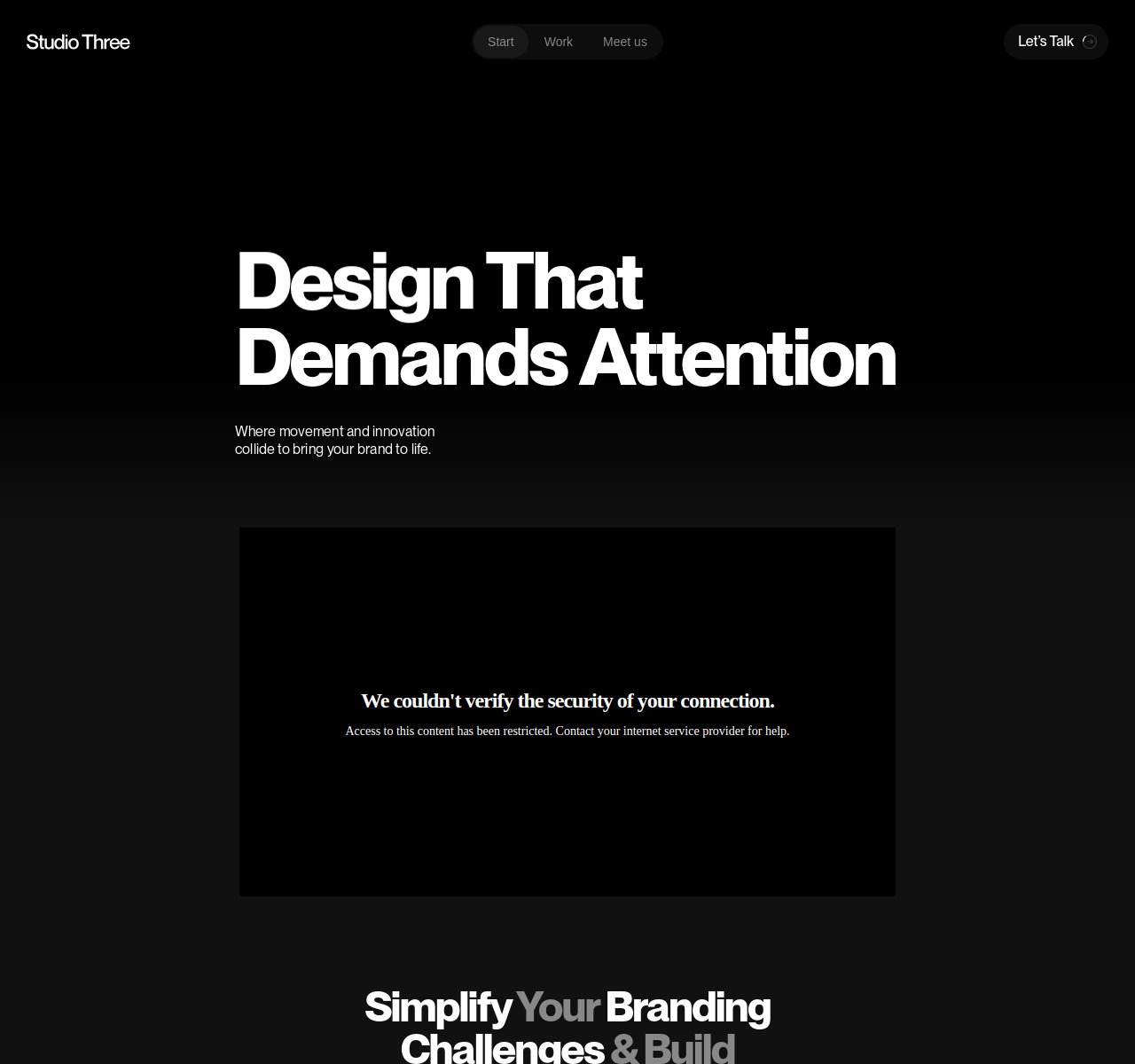 Studio Three homepage design — Production