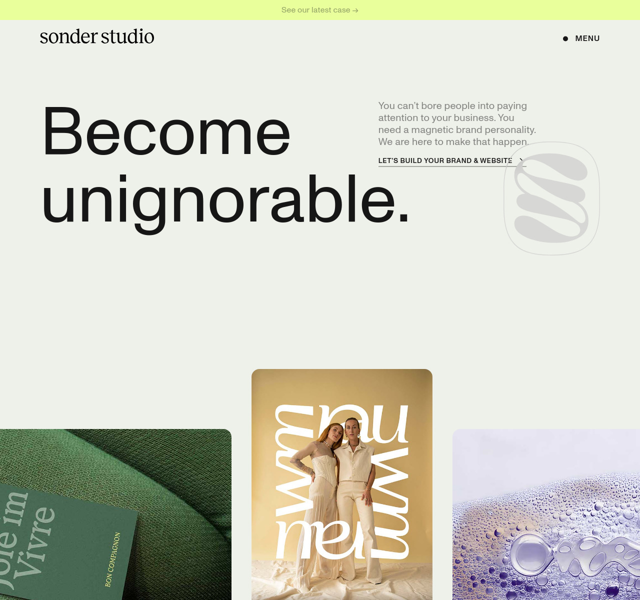 Sonder Studio homepage design — Advertising