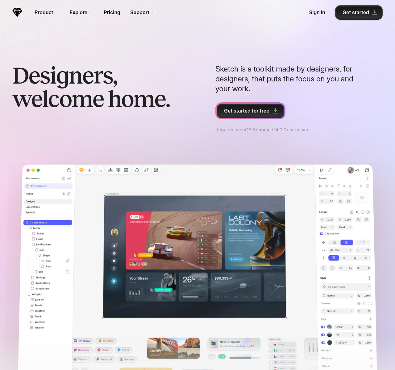 Sketch homepage design — Software