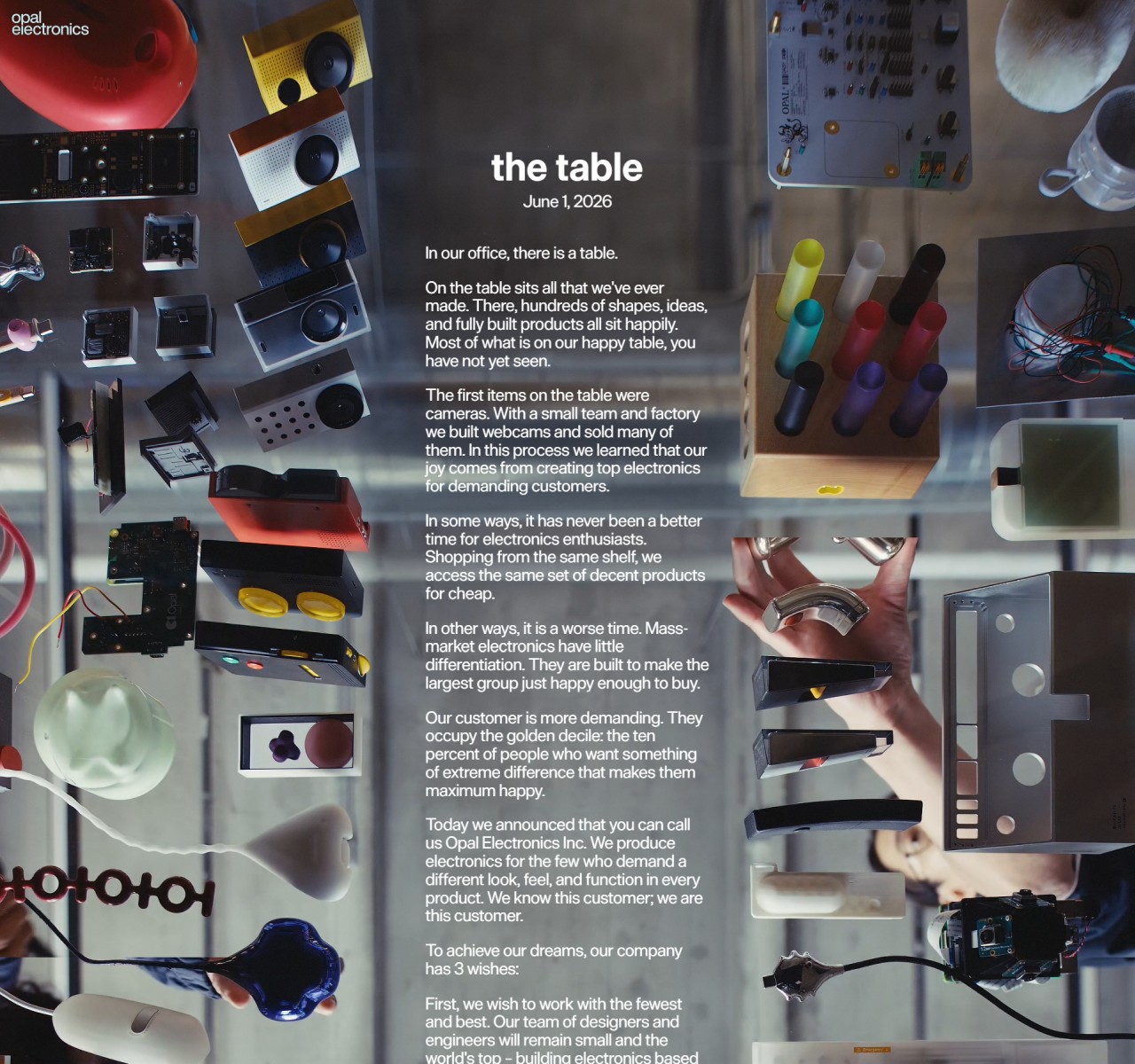 Opal Tadpole homepage design — Product