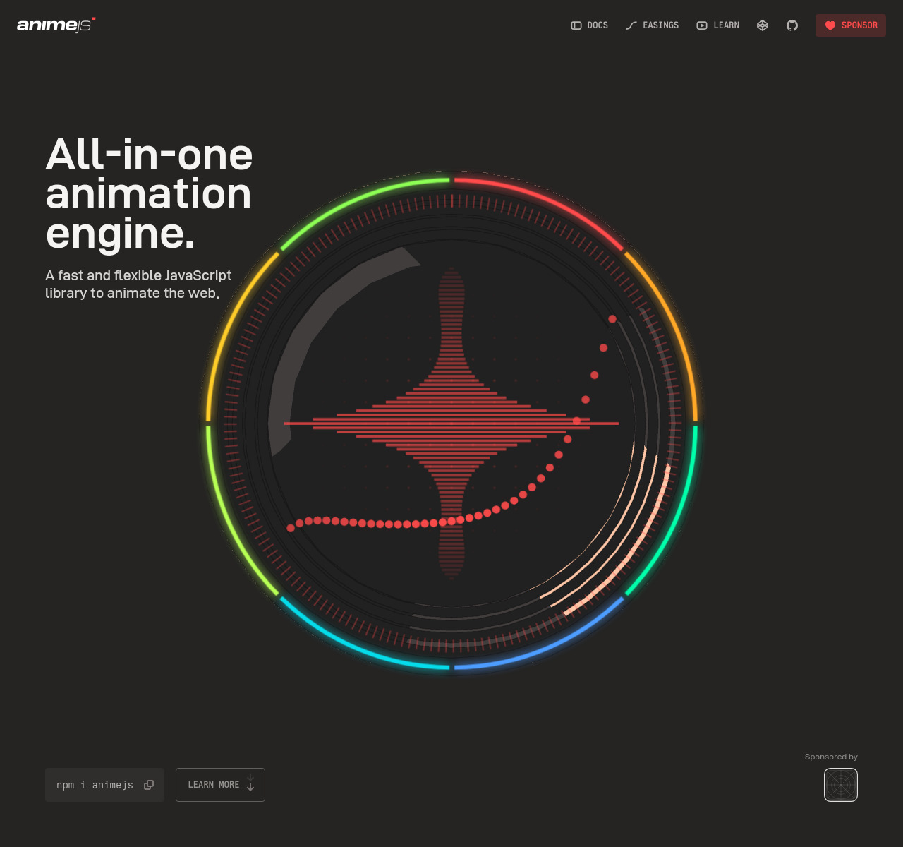 Anime.js homepage design — Software