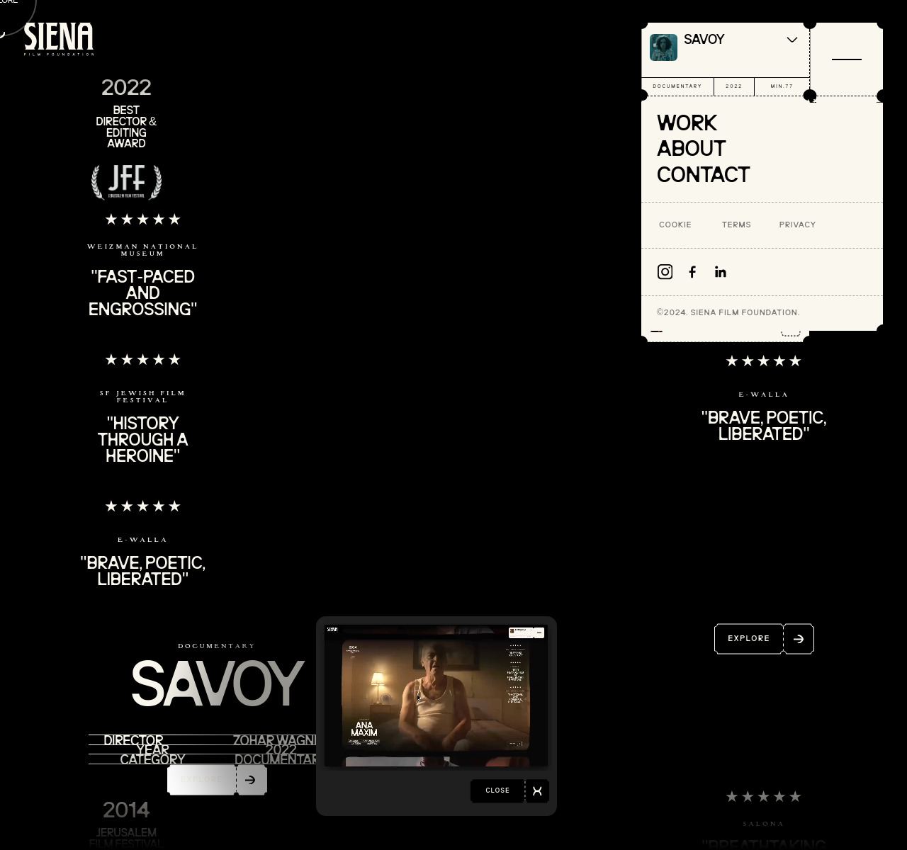 Siena Film Foundation homepage design — Production